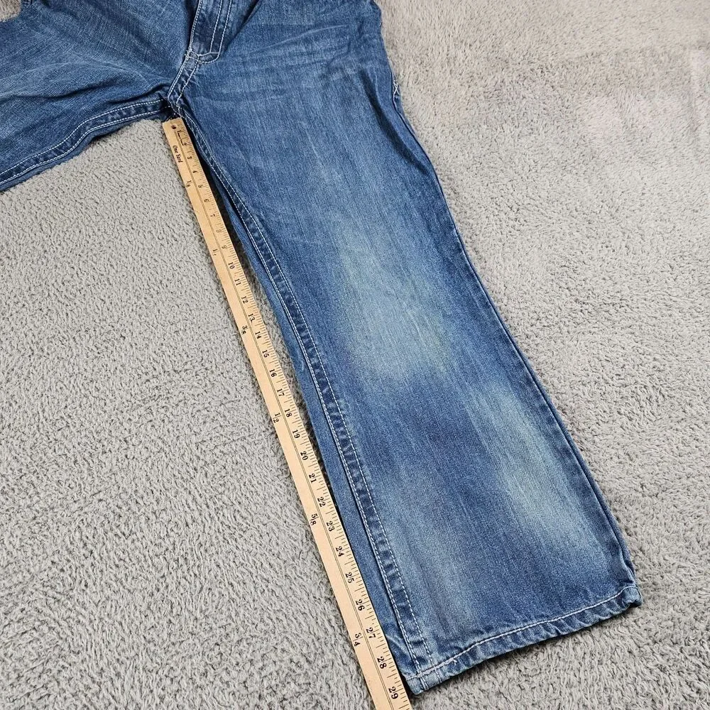 Wrangler 20X Jeans Mens 39x29 Blue Denim Distressed Work Ranch Western Cowboy